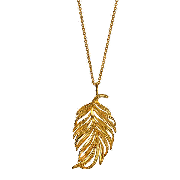 Gold-Tone Necklace With Black Oval-Shaped Translucent Beads In A Leaf